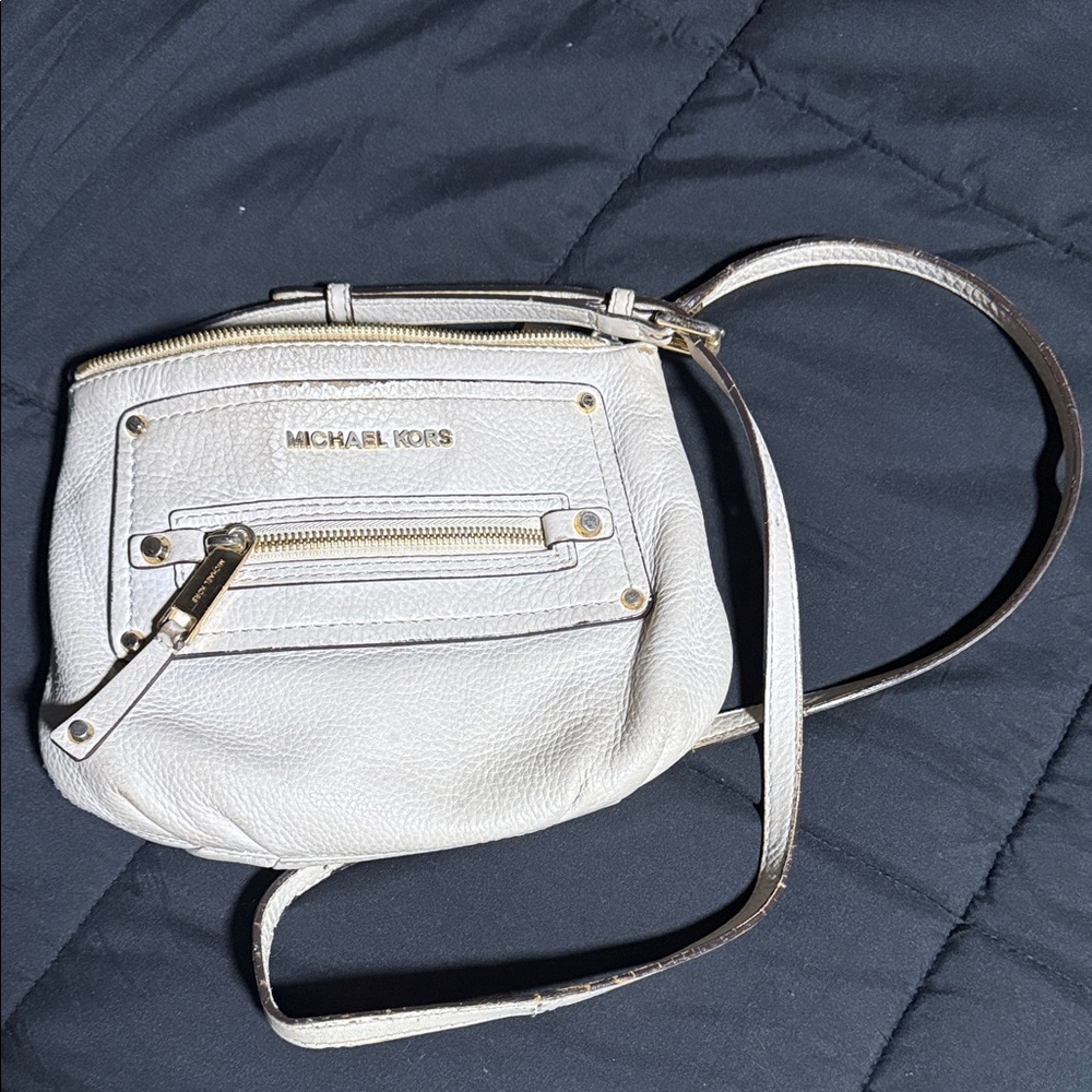 Michael Kors Cream Crossbody Bag with Gold Accents